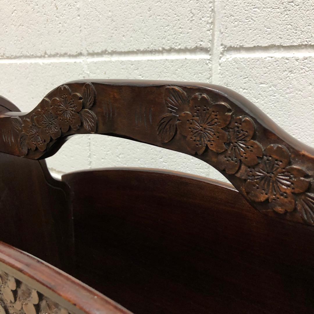 軽井沢彫り　マガジンラック　アンティーク　和風　工芸品　伝統工芸　桜