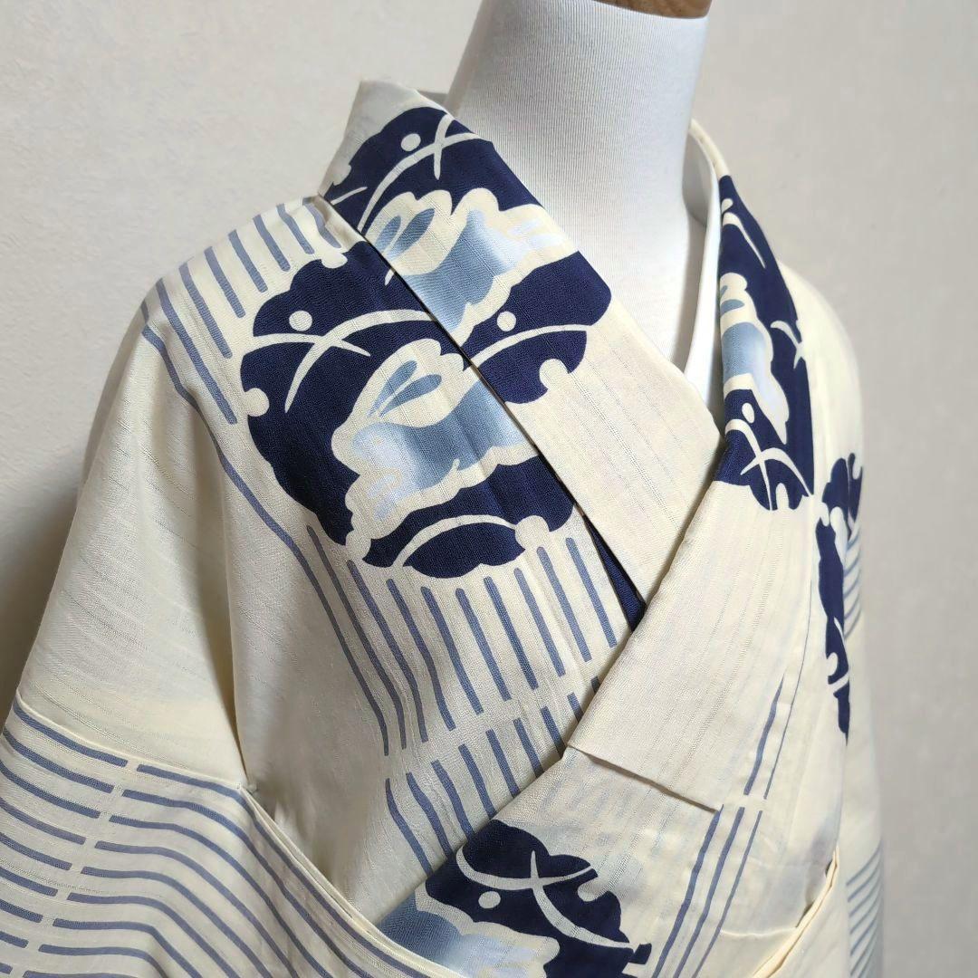 新品 未使用 綿絽 高級コーマ地 単衣仕立て 浴衣 夏着物 やまと 証紙 うさぎ