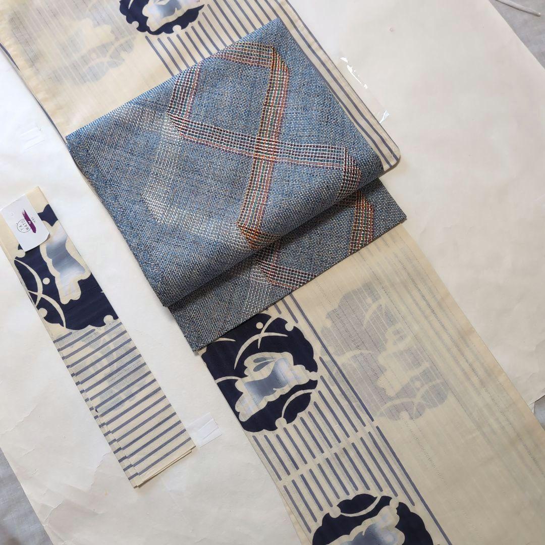 新品 未使用 綿絽 高級コーマ地 単衣仕立て 浴衣 夏着物 やまと 証紙 うさぎ