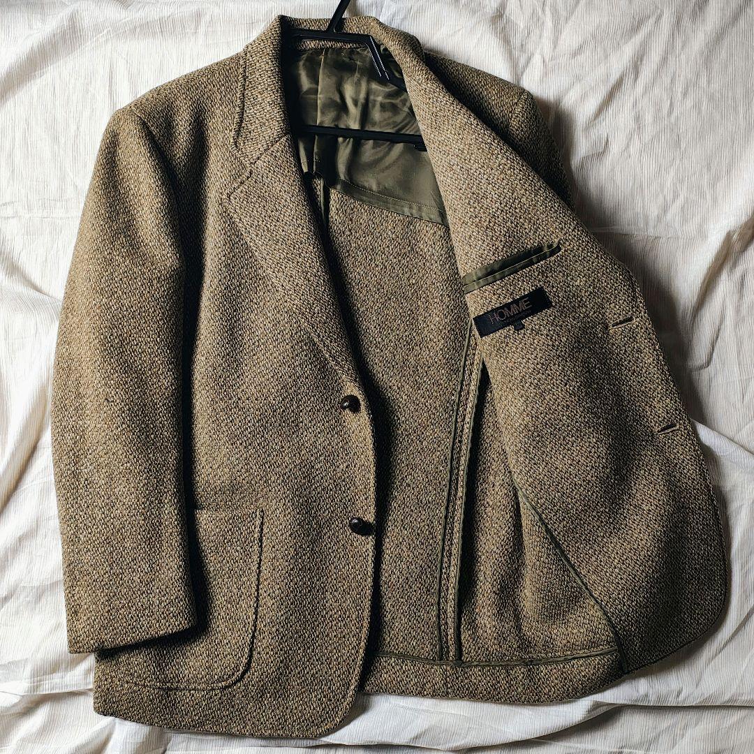 70s　デカオム×ハリスツイード　テーラードジャケット　川久保本人期