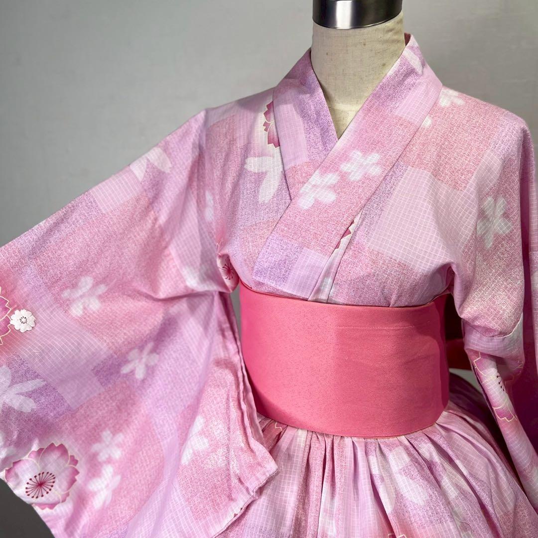 rowa's 浴衣ドレス ピンク 作り帯セット 姫ギャル 平成ギャル y2k