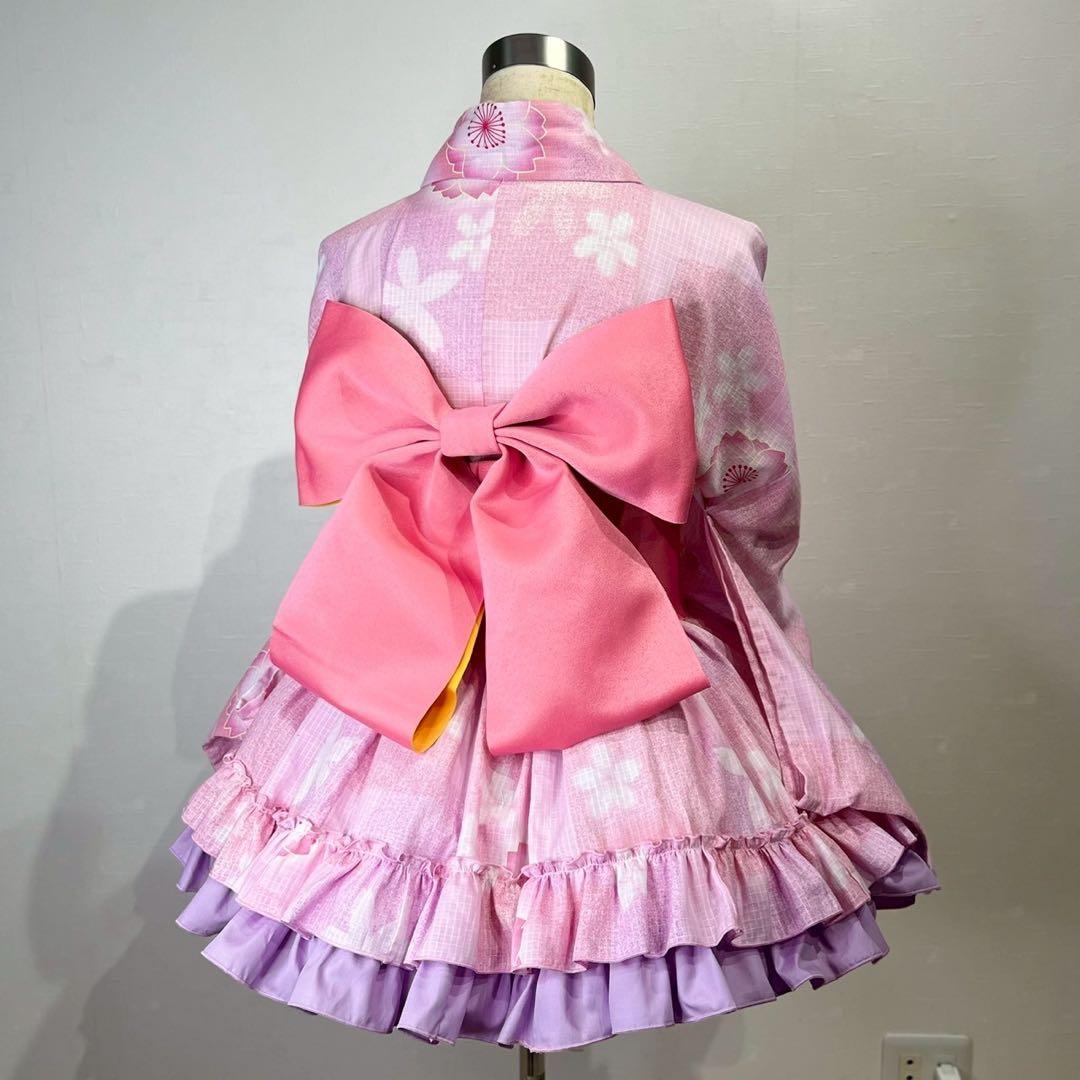 rowa's 浴衣ドレス ピンク 作り帯セット 姫ギャル 平成ギャル y2k