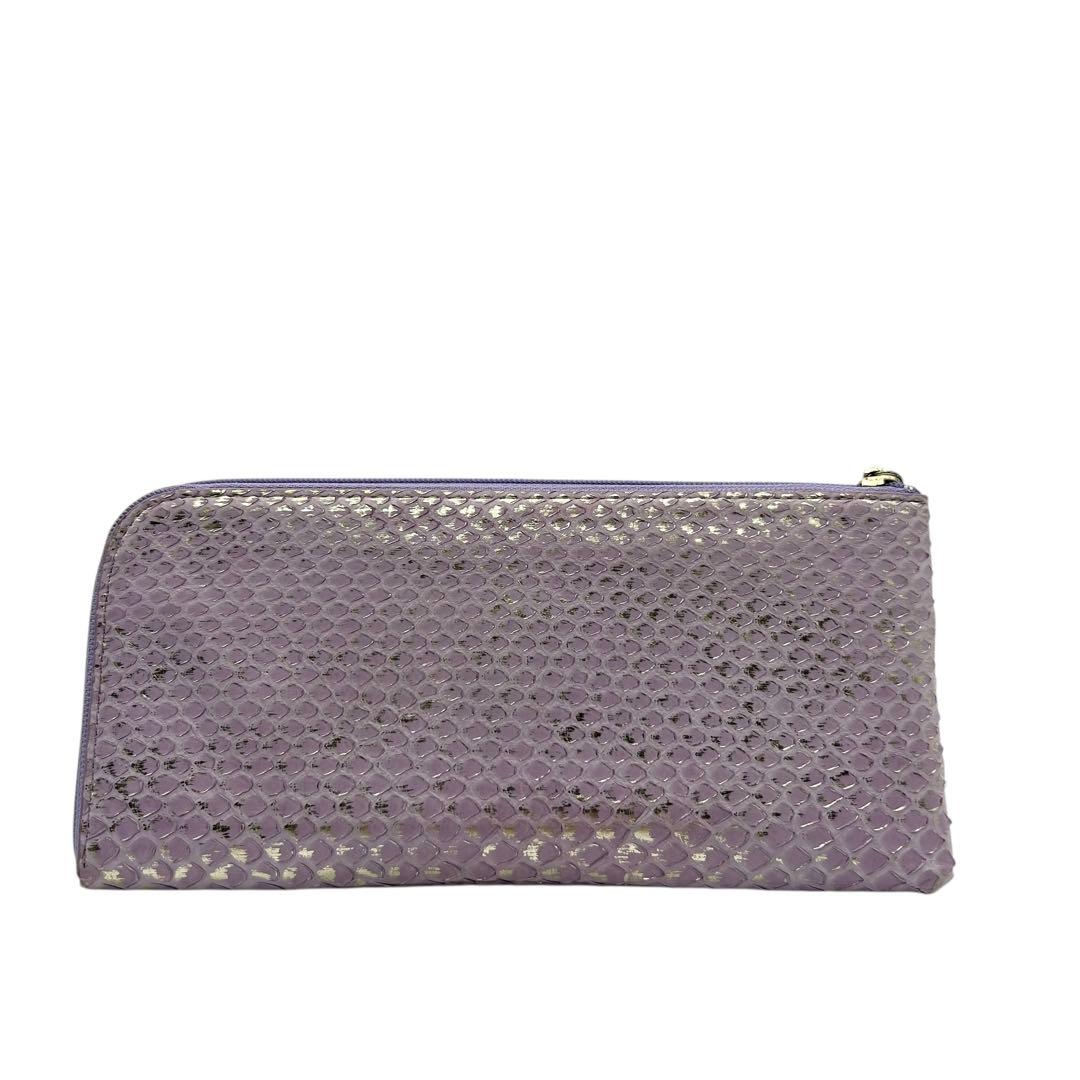 未使用級　アタオ　リモ　長財布　パイソン　薄紫　箔　薄紫　ロゴ　幸運を呼び込む