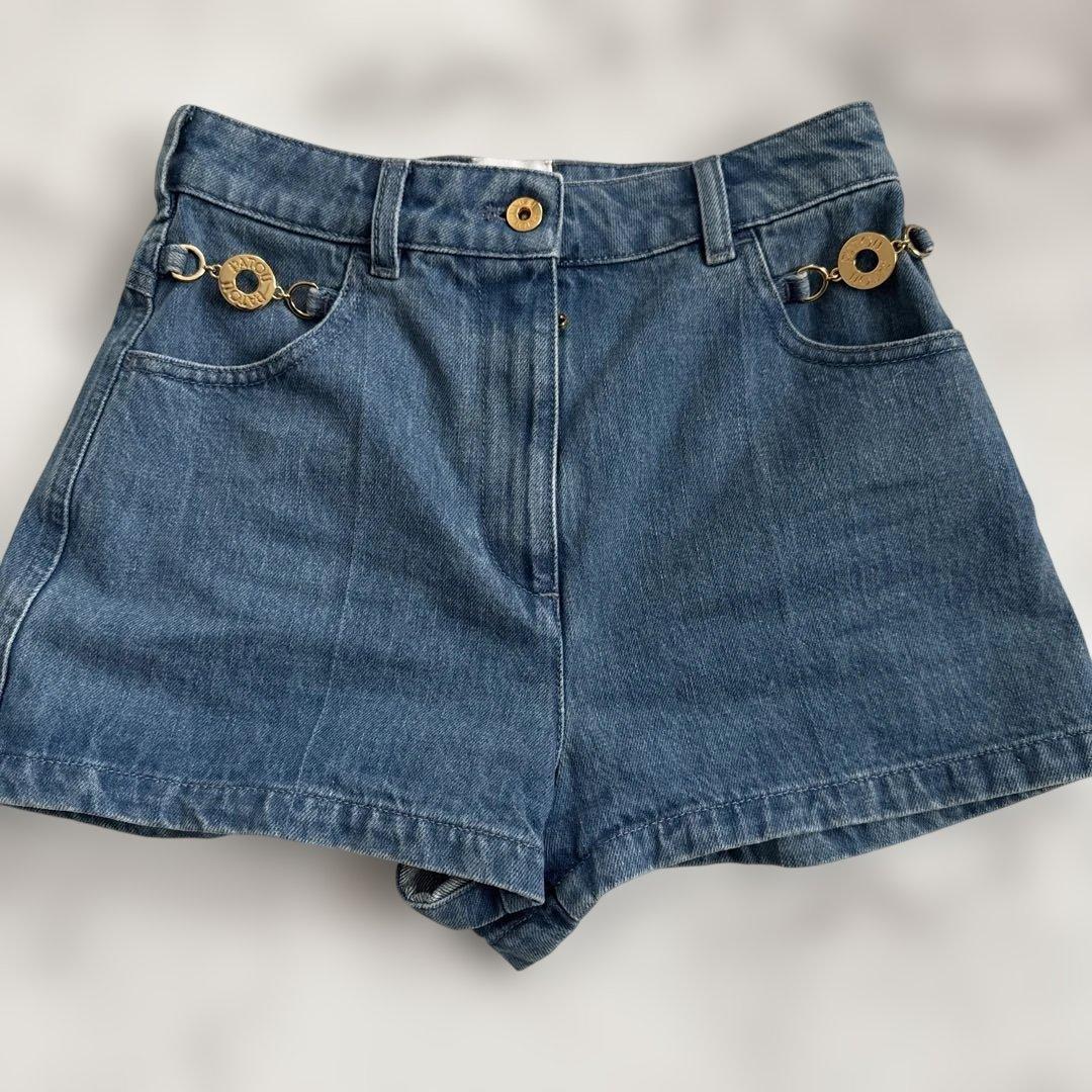 PATOU デニムショートパンツ ゴールド装飾