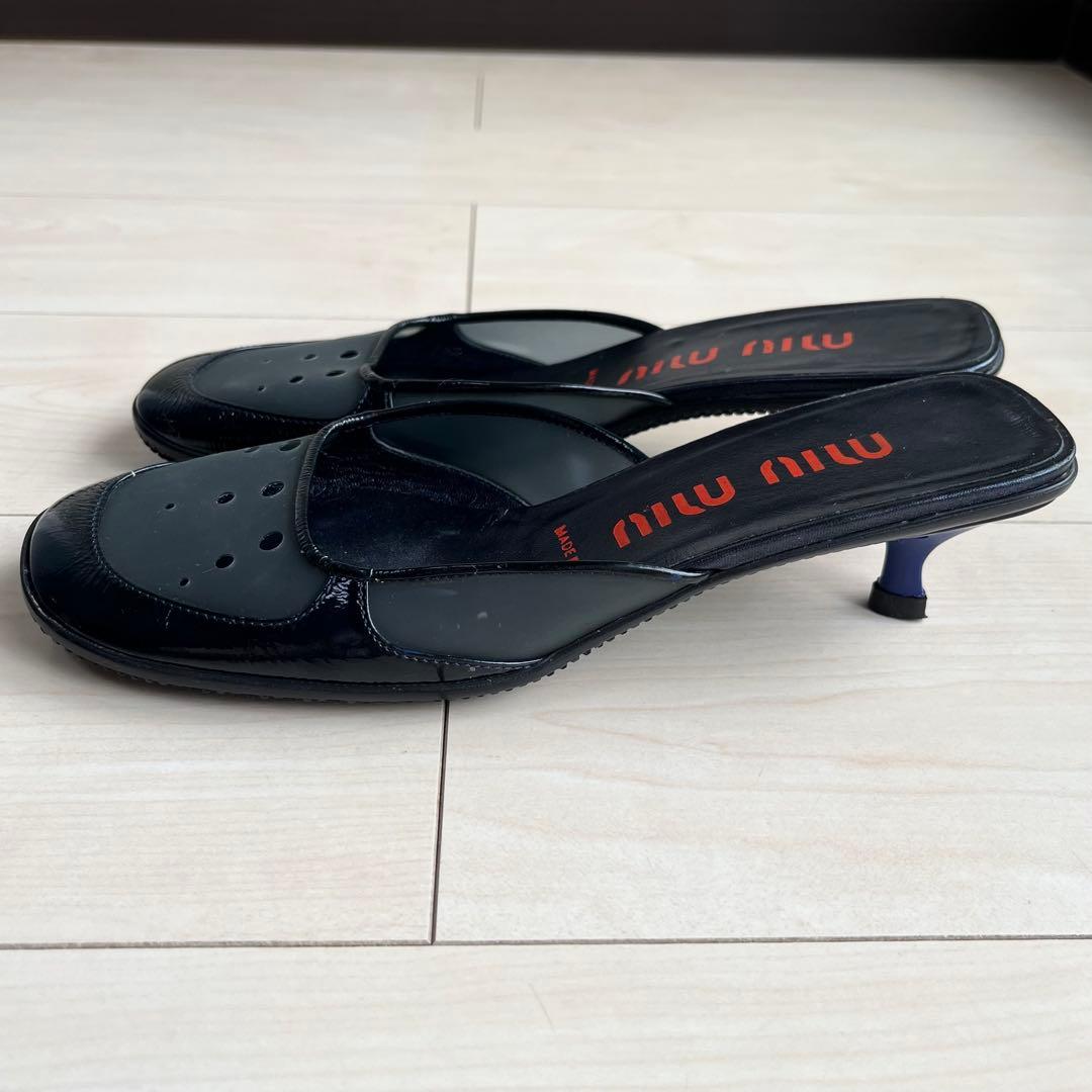 90s-00s miu miu ミュウミュウ ミュール サンダル エナメル