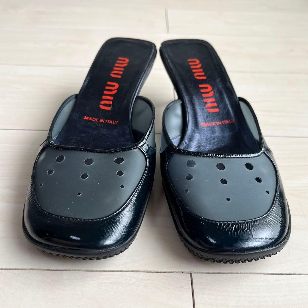 90s-00s miu miu ミュウミュウ ミュール サンダル エナメル