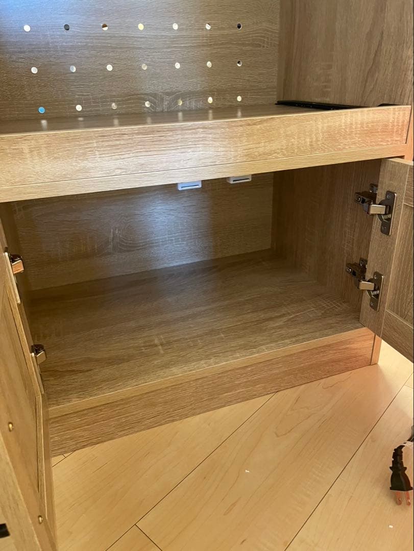 ガラス扉付き レンジボード ライトウッド