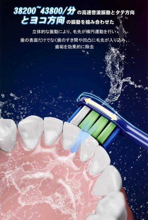 電動歯ブラシ 超音波式 SNK01ネイビー 替えブラシ4本(12ヶ月分) セット