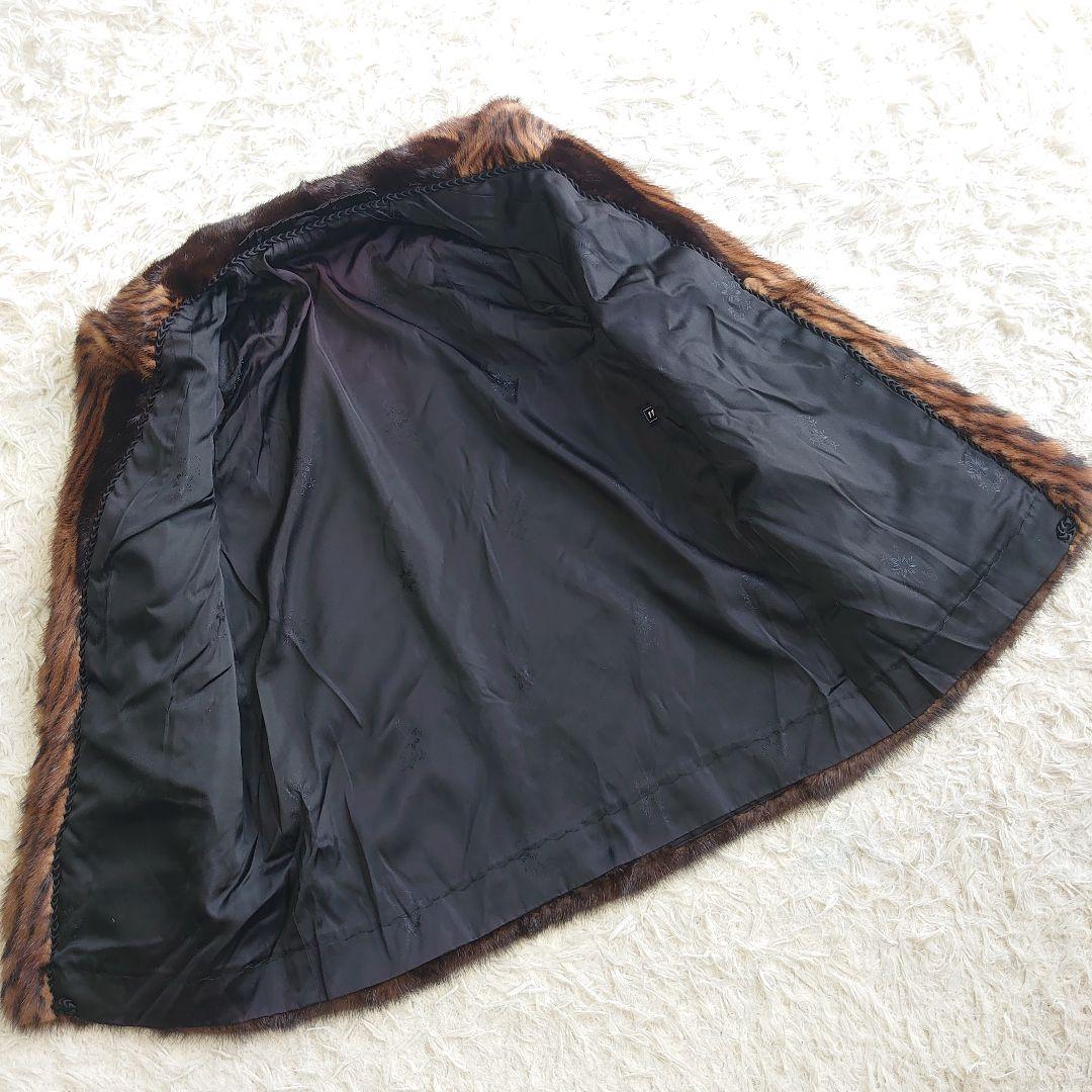 【美品】ミンク リアルファー 切り替え 毛皮ジャケット ミドルコート 11号