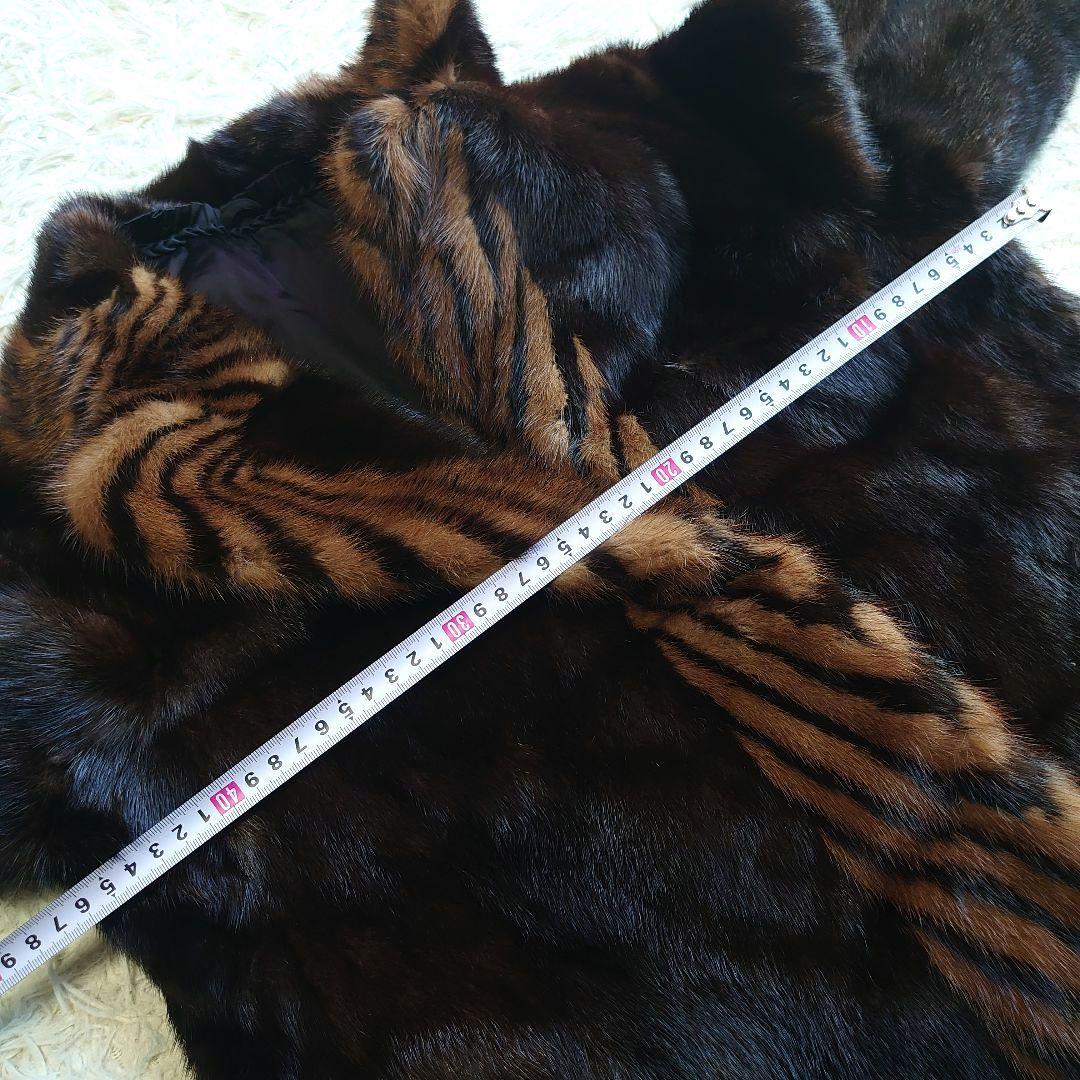 【美品】ミンク リアルファー 切り替え 毛皮ジャケット ミドルコート 11号