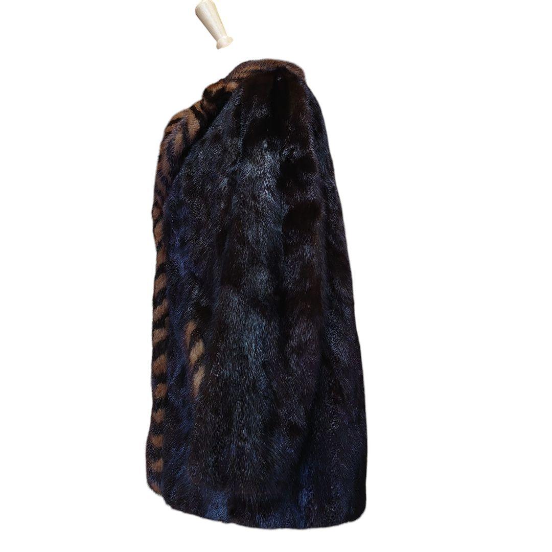 【美品】ミンク リアルファー 切り替え 毛皮ジャケット ミドルコート 11号