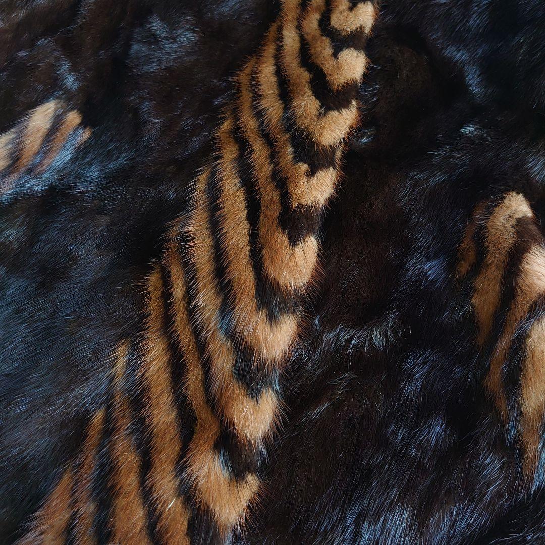 【美品】ミンク リアルファー 切り替え 毛皮ジャケット ミドルコート 11号