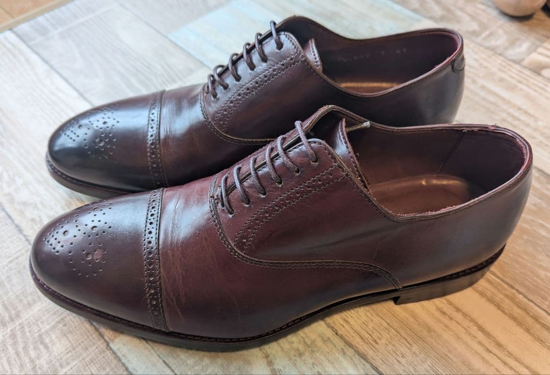 イタリア製 バーガンディ 内羽根 レザー シューズ size7