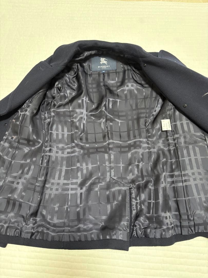 美品⭐︎バーバリーロンドン　ウールコート　38 カシミヤ混　ネイビー　ノバチェック