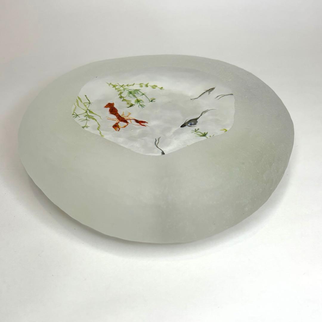 久保裕子さん作　ガラス　ザリガニ　魚　水草　ペーパーウェイト　文鎮　オブジェ