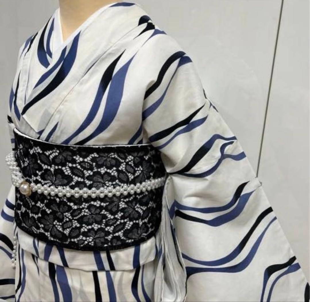浴衣 ゆかた 白、ネイビー、黒 サイズM ユカタ 浴衣単品 イベント 花火 M