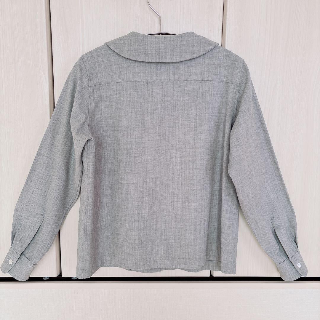 a. エー・ドット 日本製 大橋歩 丸襟 シャツ グレー 長袖 S ウール混