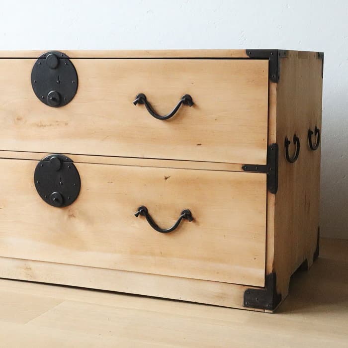 アンティーク 2段 チェスト 古家具 無垢材 無塗装 和箪笥 無垢材