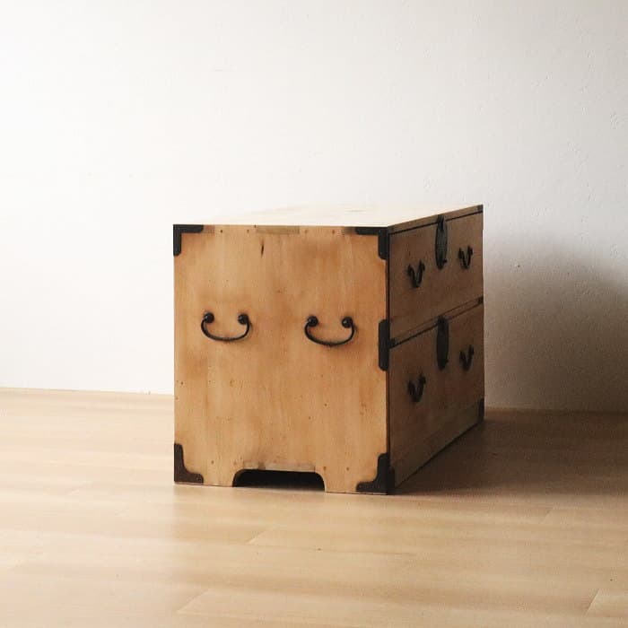 アンティーク 2段 チェスト 古家具 無垢材 無塗装 和箪笥 無垢材