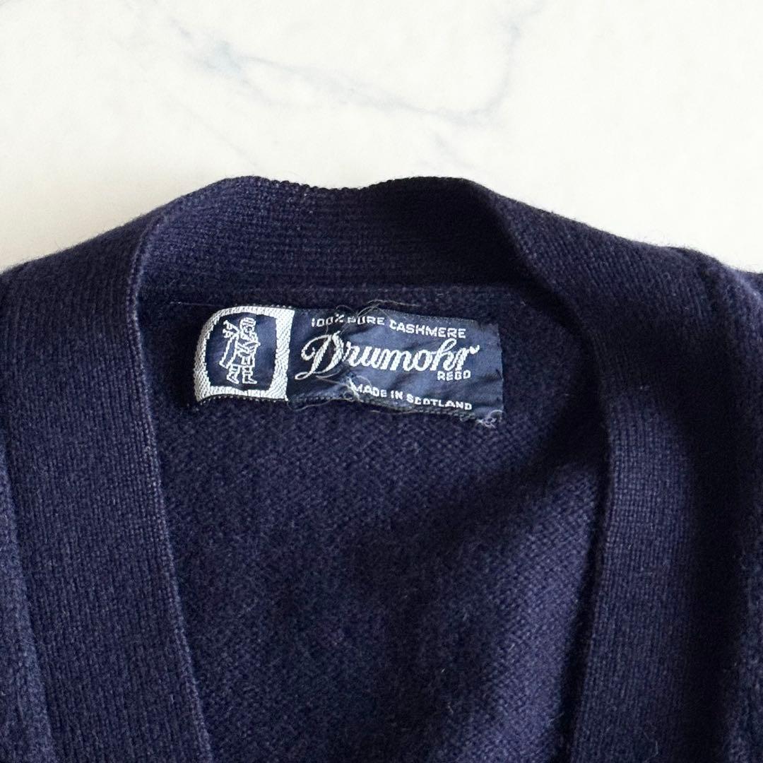 ドルモア カシミヤ100% ニットベスト スコットランド製 紺 Drumohr