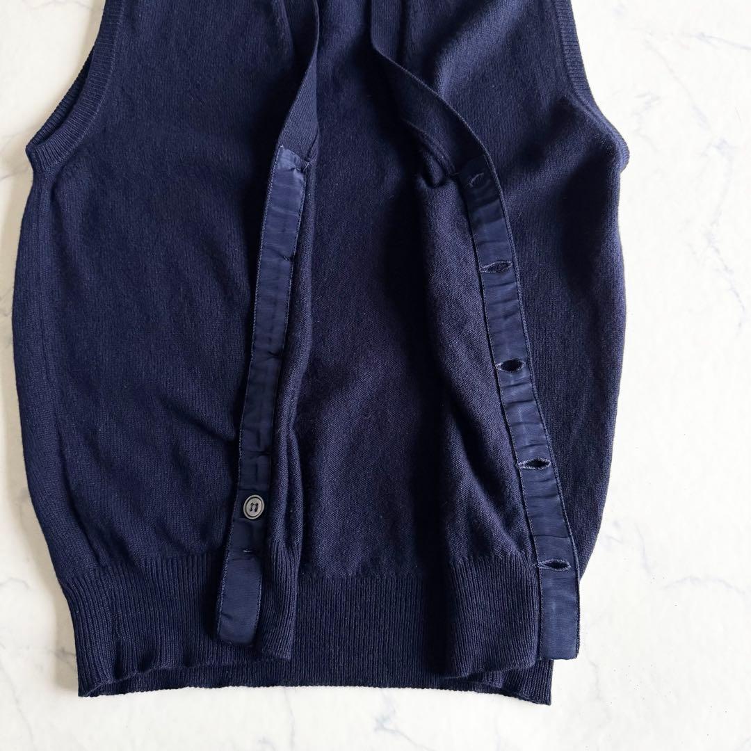 ドルモア カシミヤ100% ニットベスト スコットランド製 紺 Drumohr