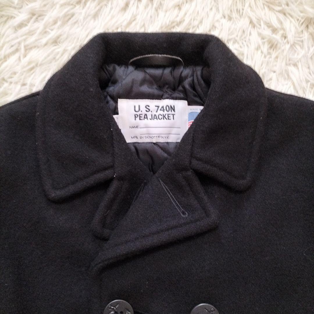 美品 USA製 ショット 740N メルトンウール ピーコート ブラック 20