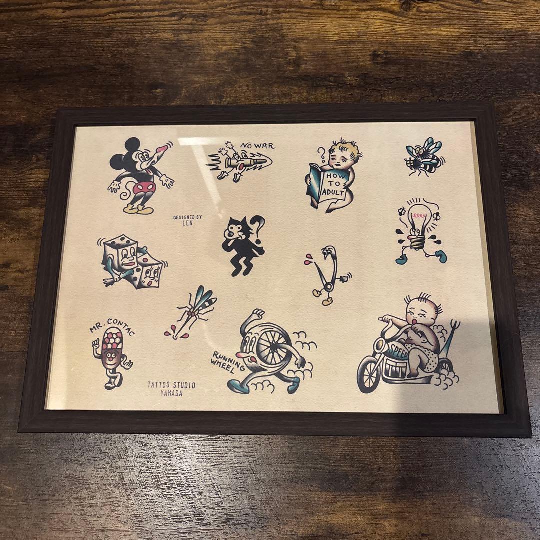 タトゥースタジオヤマダ　タトゥーフラッシュ 2点セット　額縁付き