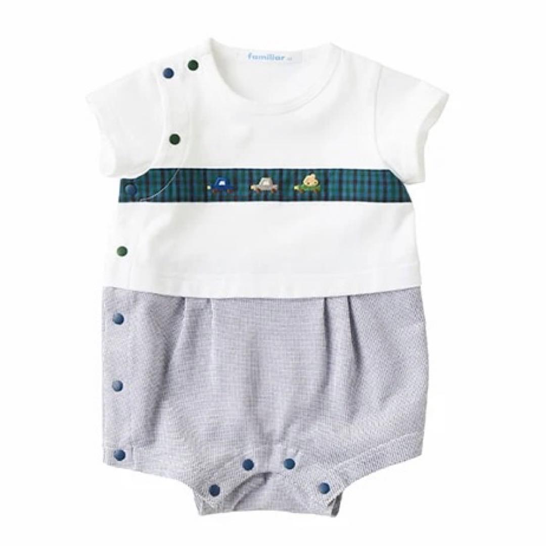 【新品未使用】ファミリア　袖付きロンパース　60cm