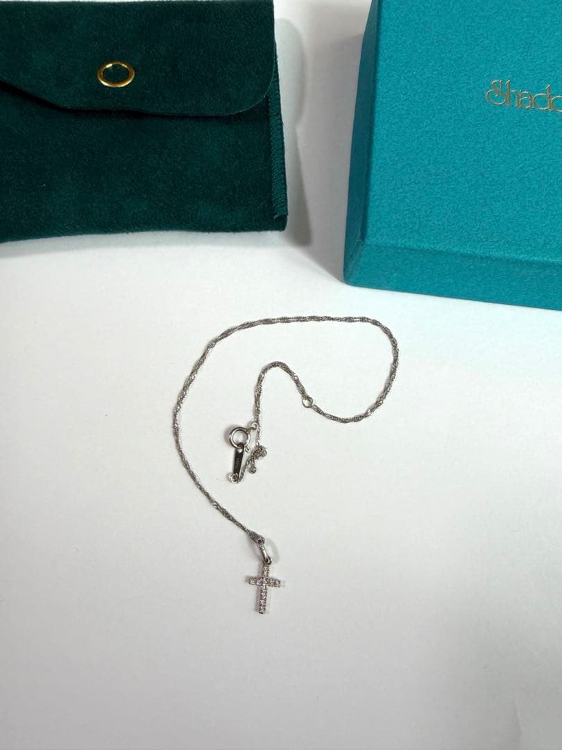 【限定価格】シルバー クロス型ネックレス　プラチナ　十字架　ダイヤ40cm