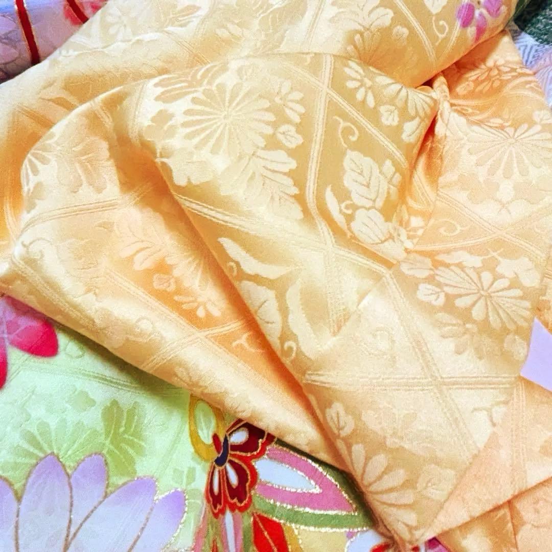 《新品》伝統色 杏色❗️正絹 刺繍入 お宮参り 京友禅多色ぼかし 産着/たとう紙付