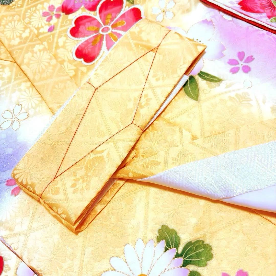 《新品》伝統色 杏色❗️正絹 刺繍入 お宮参り 京友禅多色ぼかし 産着/たとう紙付