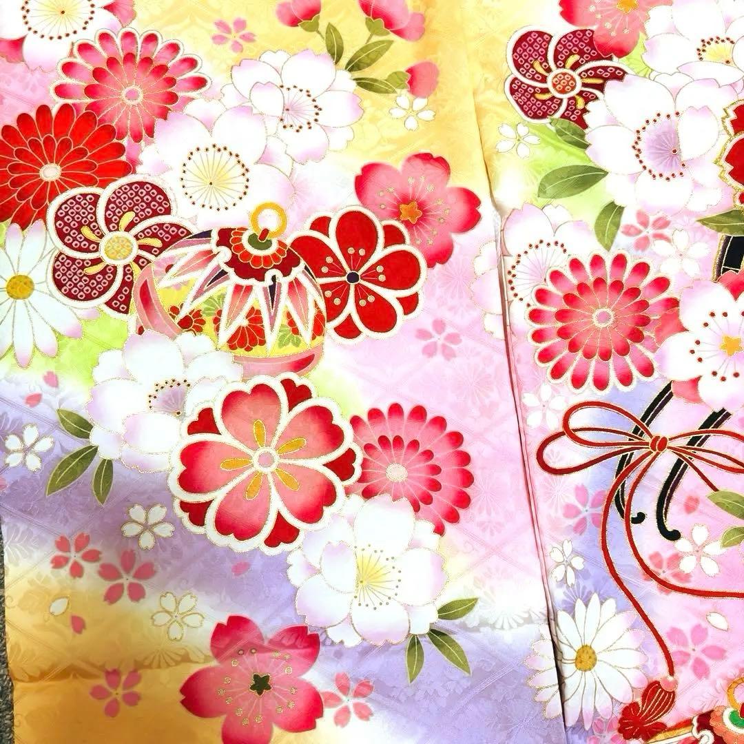 《新品》伝統色 杏色❗️正絹 刺繍入 お宮参り 京友禅多色ぼかし 産着/たとう紙付