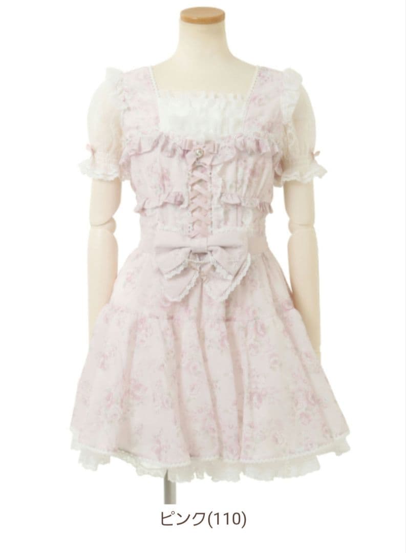 LIZLISA ローズリボンシフォンワンピース(ピンク)