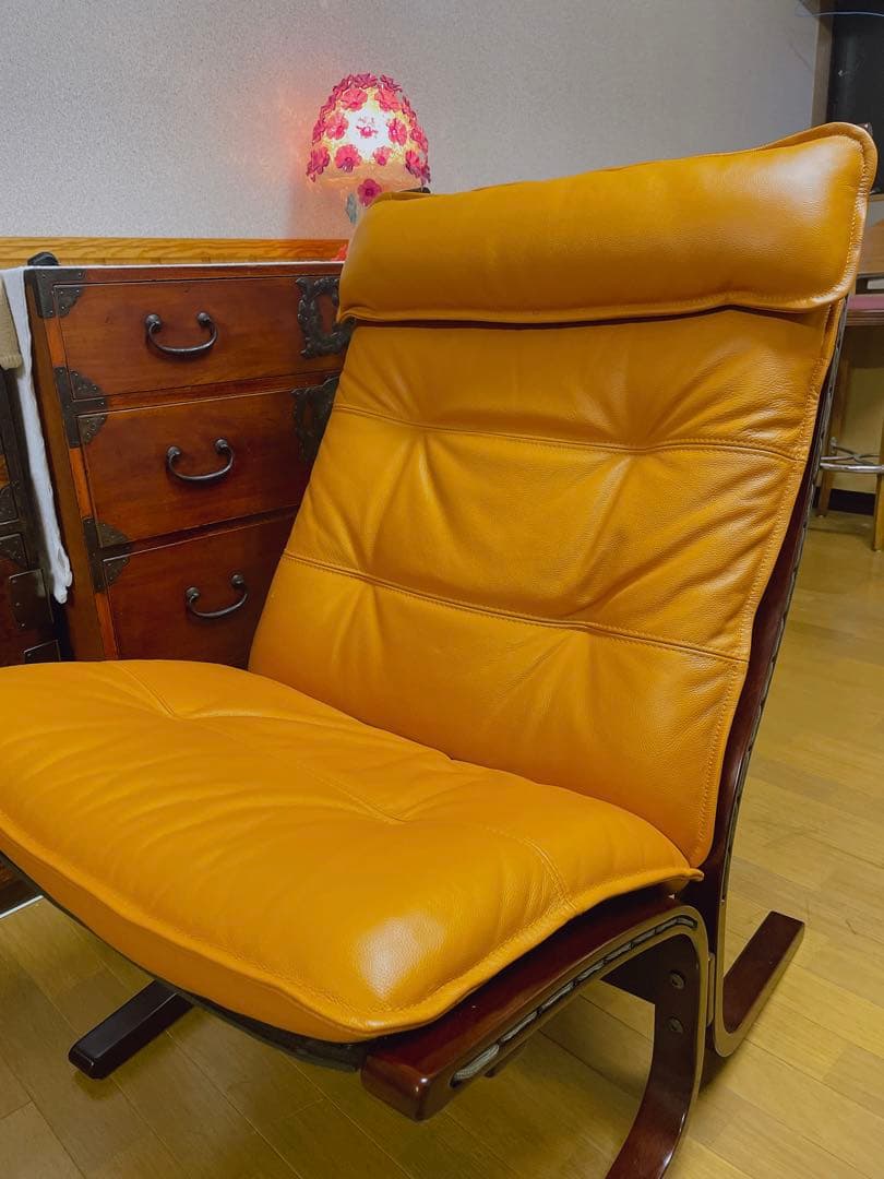 IDC 大塚家具 本革 ハイバックチェア レザー 曲木 イージーチェア 北欧