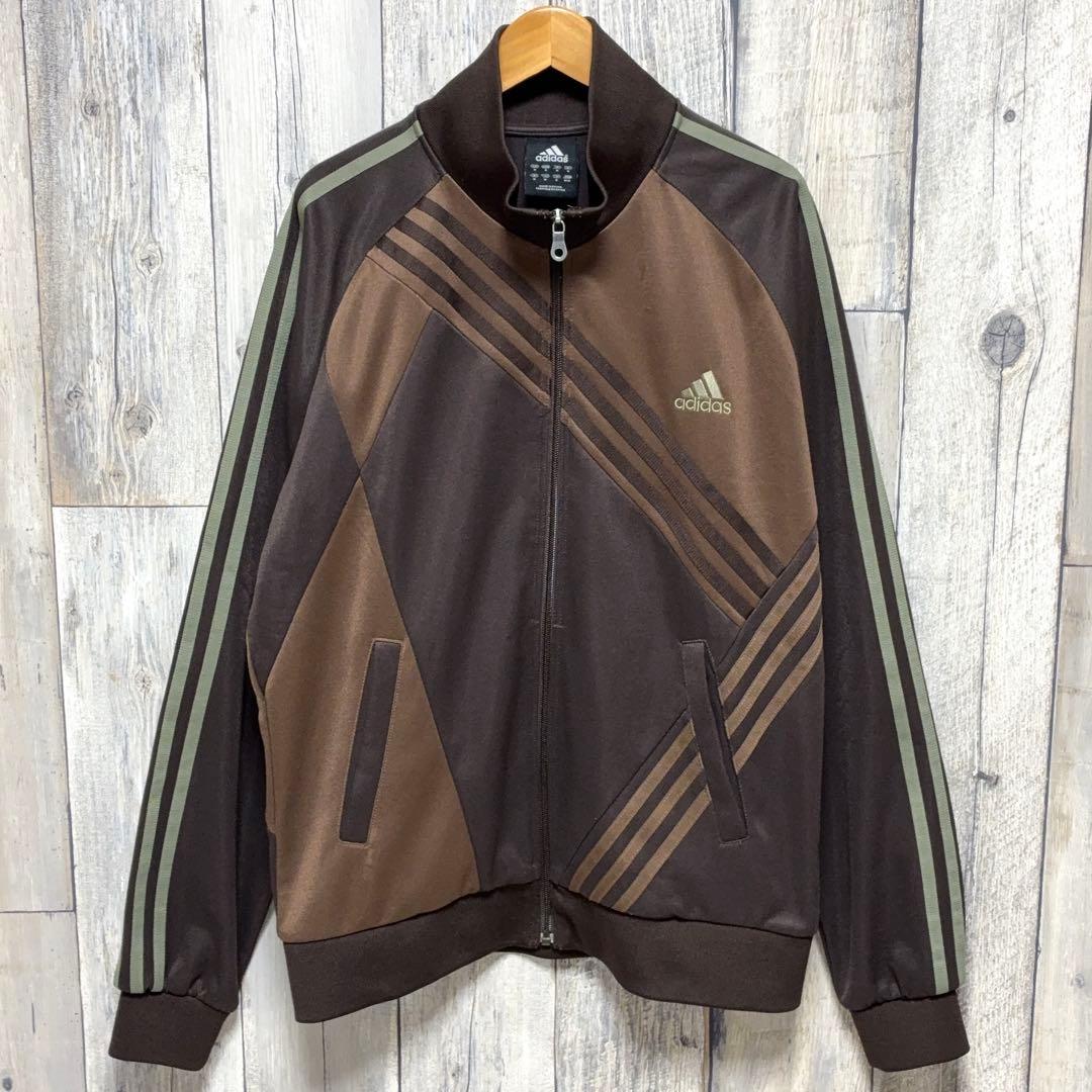 アディダス トラックジャケット ジャージ クレイジーパターン ブラウン サイズO