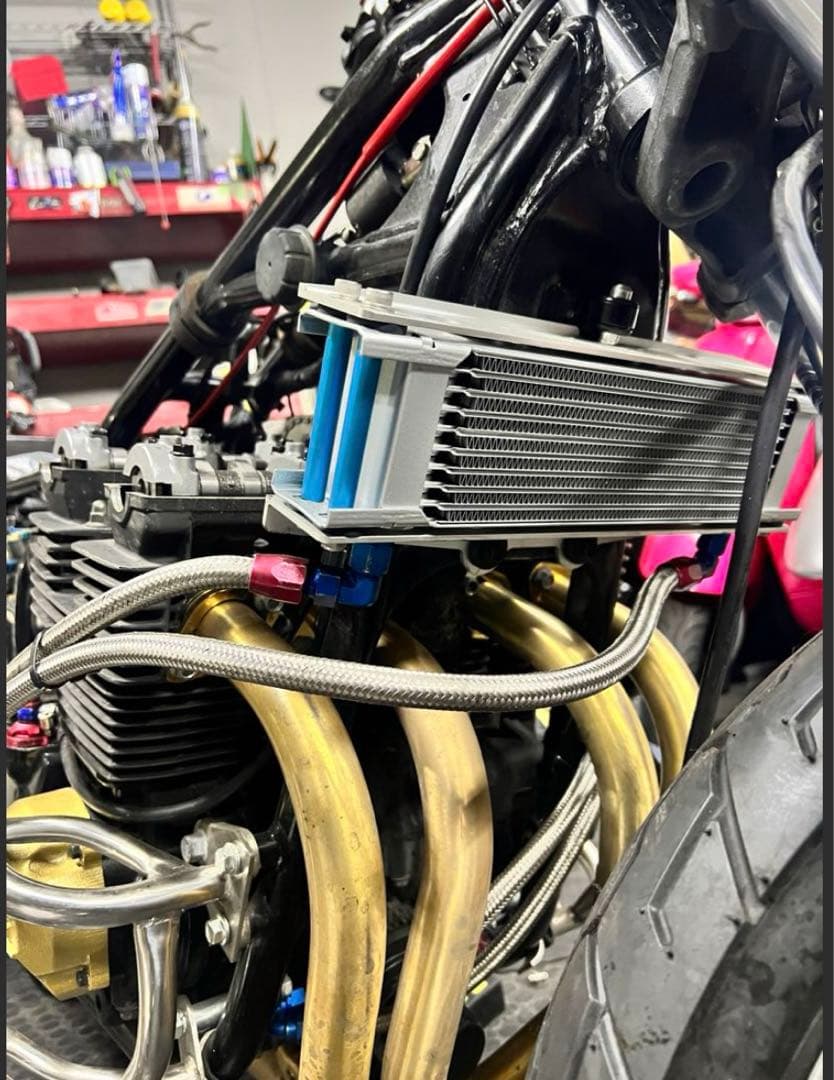 Active オイルクーラー9段 メッシュホース フィッティング XJR400