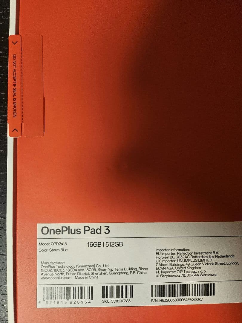 OnePlus Pad 3 16GB/512GB 未開封