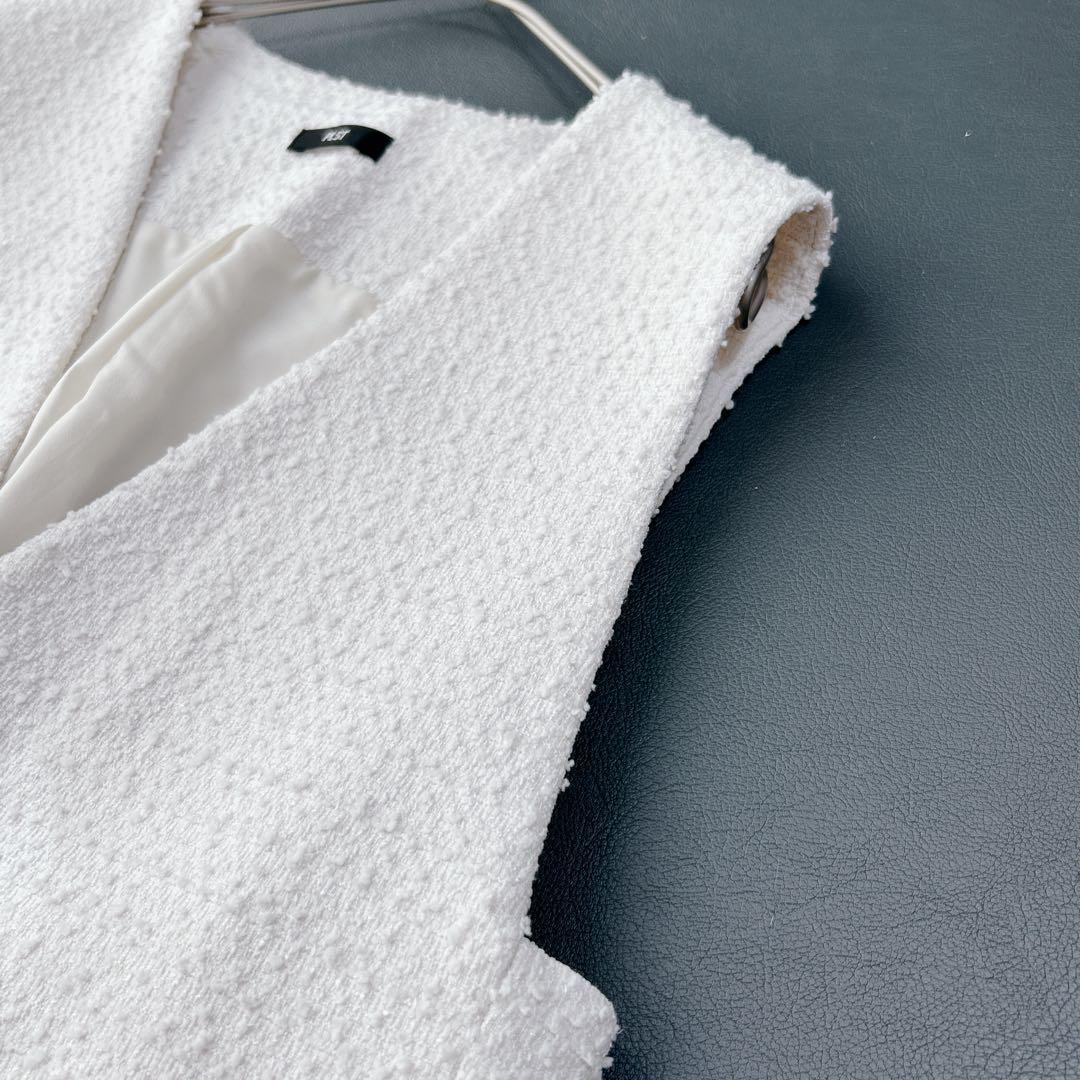 【今期 2025年モデル】PLST プラステ　ツイード ペプラムジレ