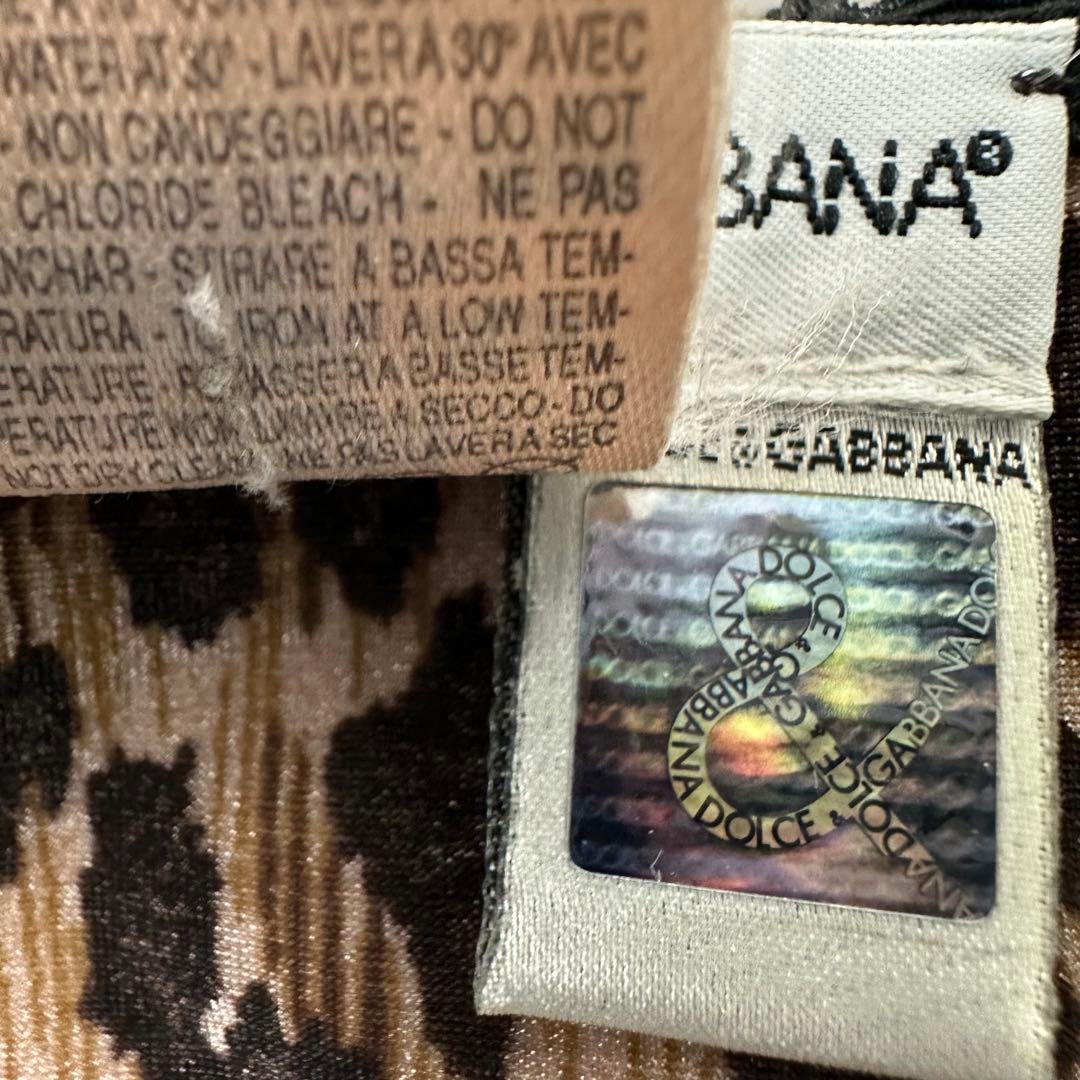美品 Dolce & Gabbana レオパード長袖Tシャツ S伸縮有 ホロ付