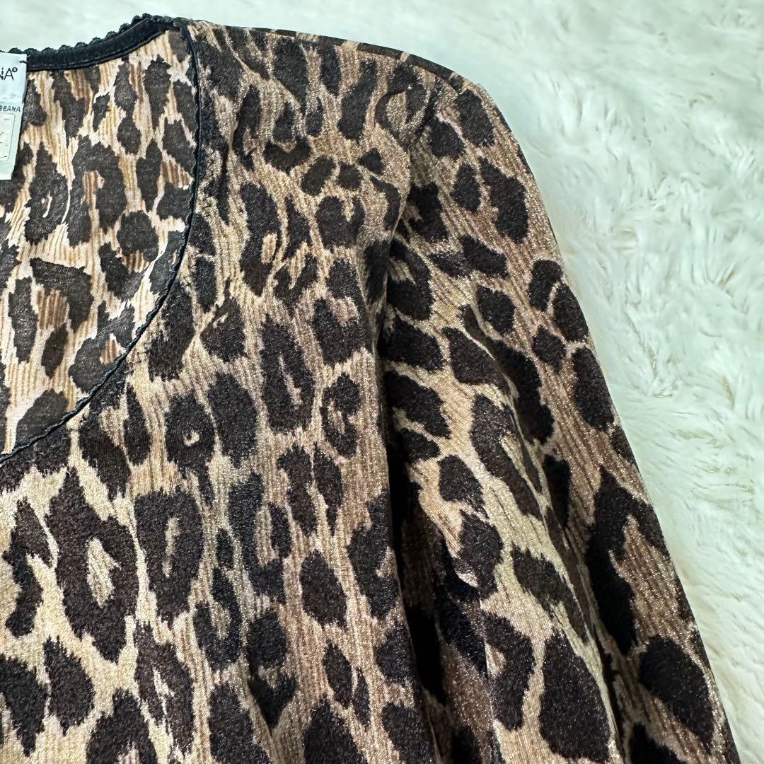 美品 Dolce & Gabbana レオパード長袖Tシャツ S伸縮有 ホロ付