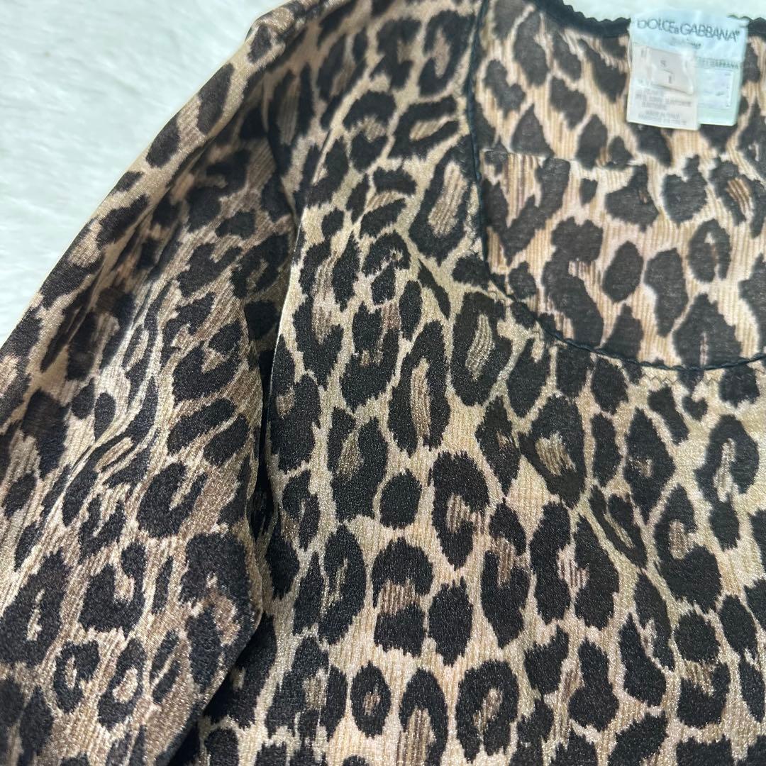 美品 Dolce & Gabbana レオパード長袖Tシャツ S伸縮有 ホロ付