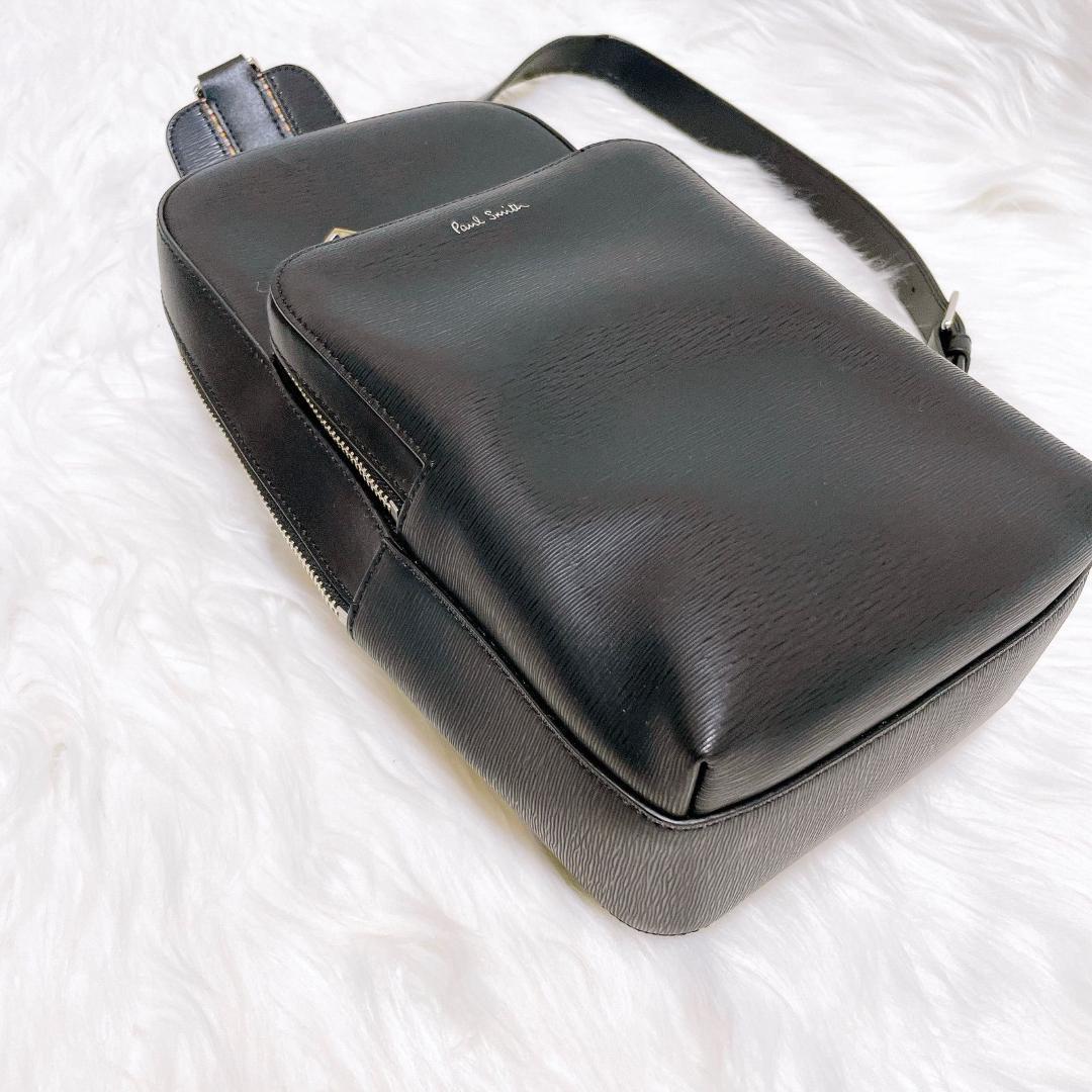 希少‼️ ポールスミス　ボディーバッグ オールレザー　マルチストライプ