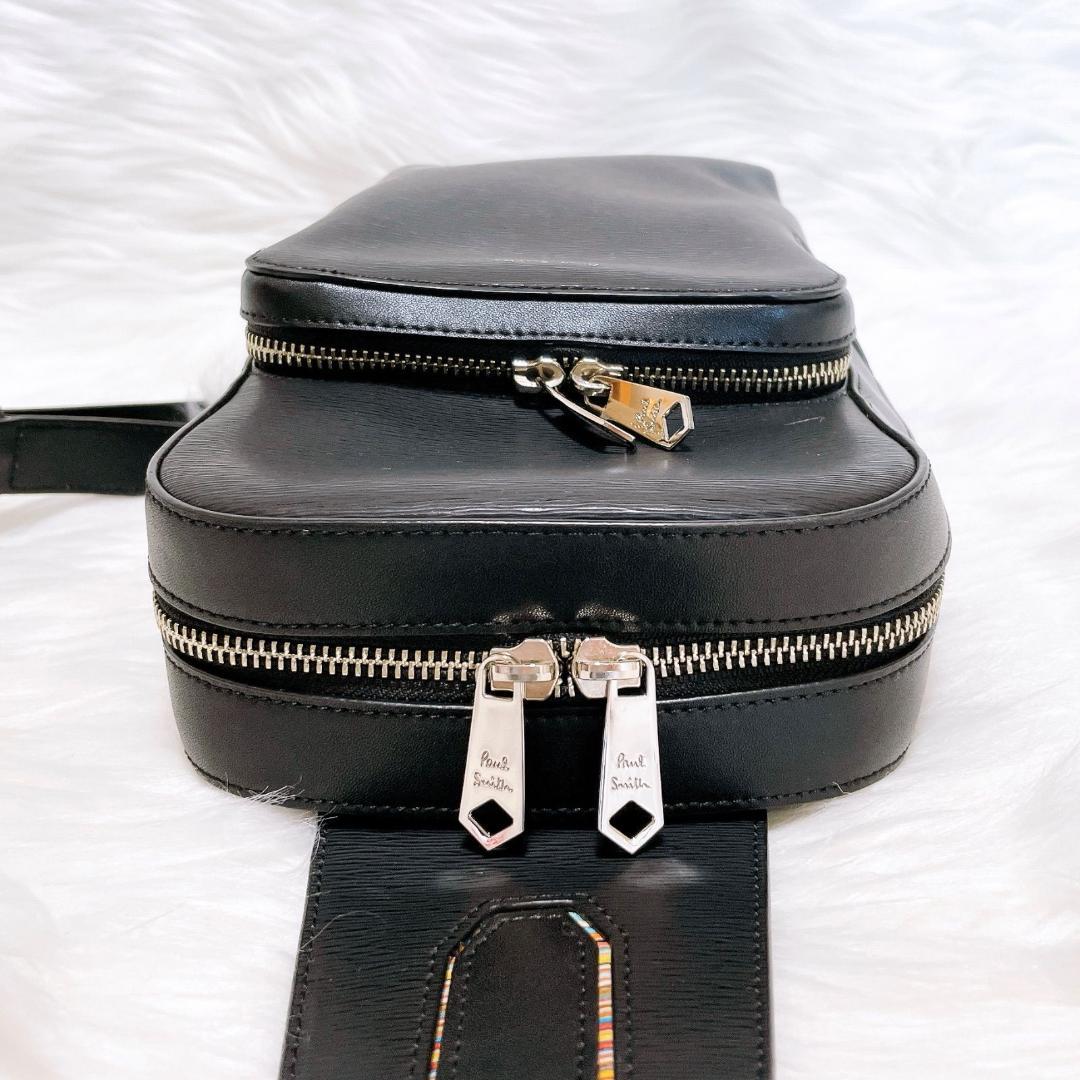 希少‼️ ポールスミス　ボディーバッグ オールレザー　マルチストライプ