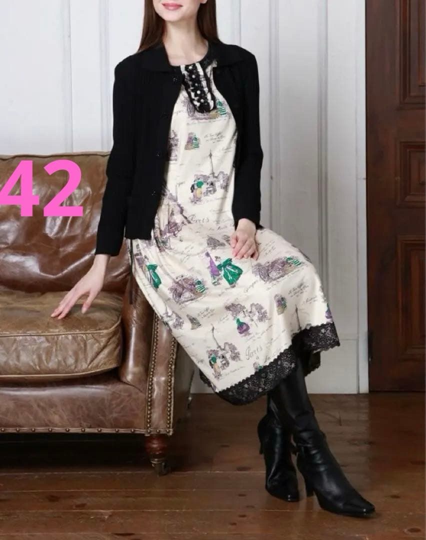 スーパービューティー♡ 秋冬新作Paris柄クラッシックワンピース