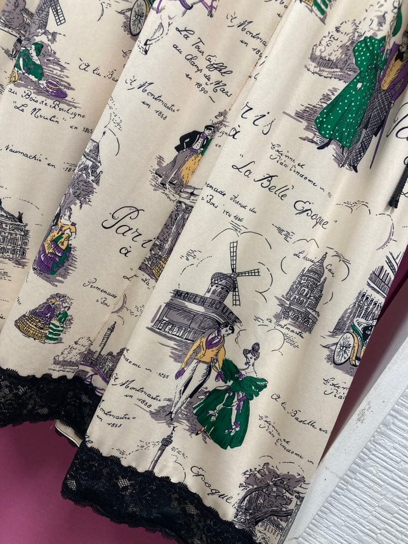 スーパービューティー♡ 秋冬新作Paris柄クラッシックワンピース