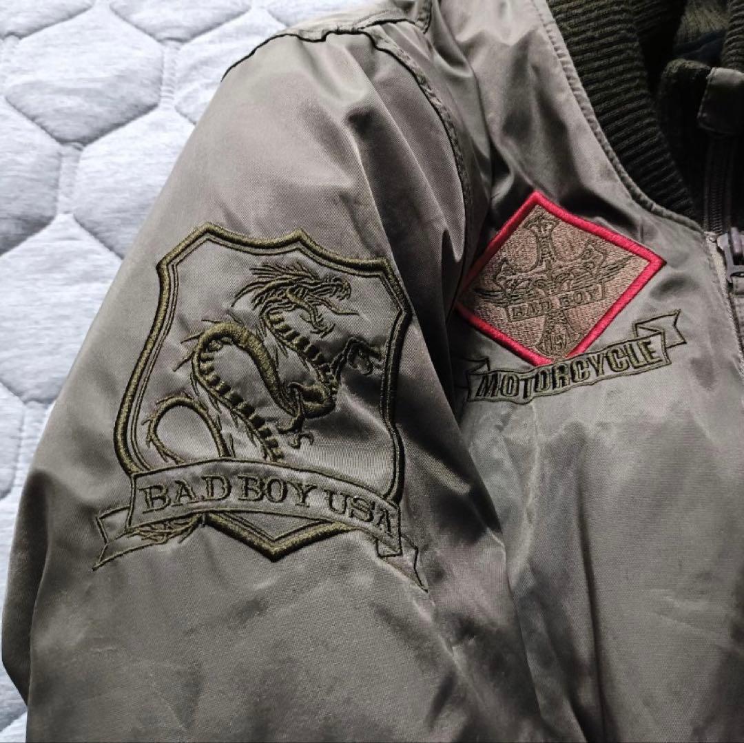 BAD BOY USA バイクジャケットカーキオリーブ　Y2k プロテクター付き