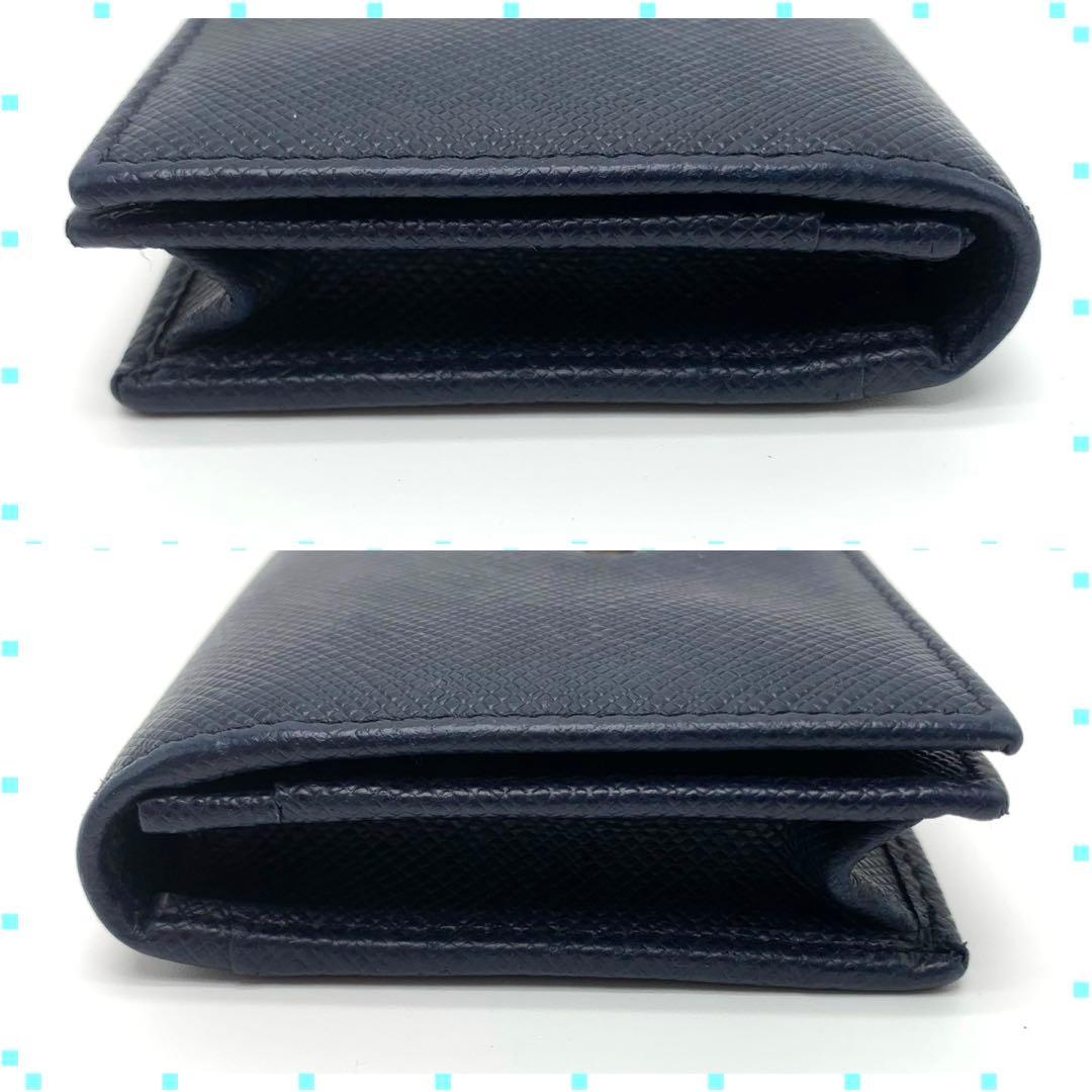 PRADA 名刺入れ カードケース ゴールド金具 サフィアーノ ネイビー