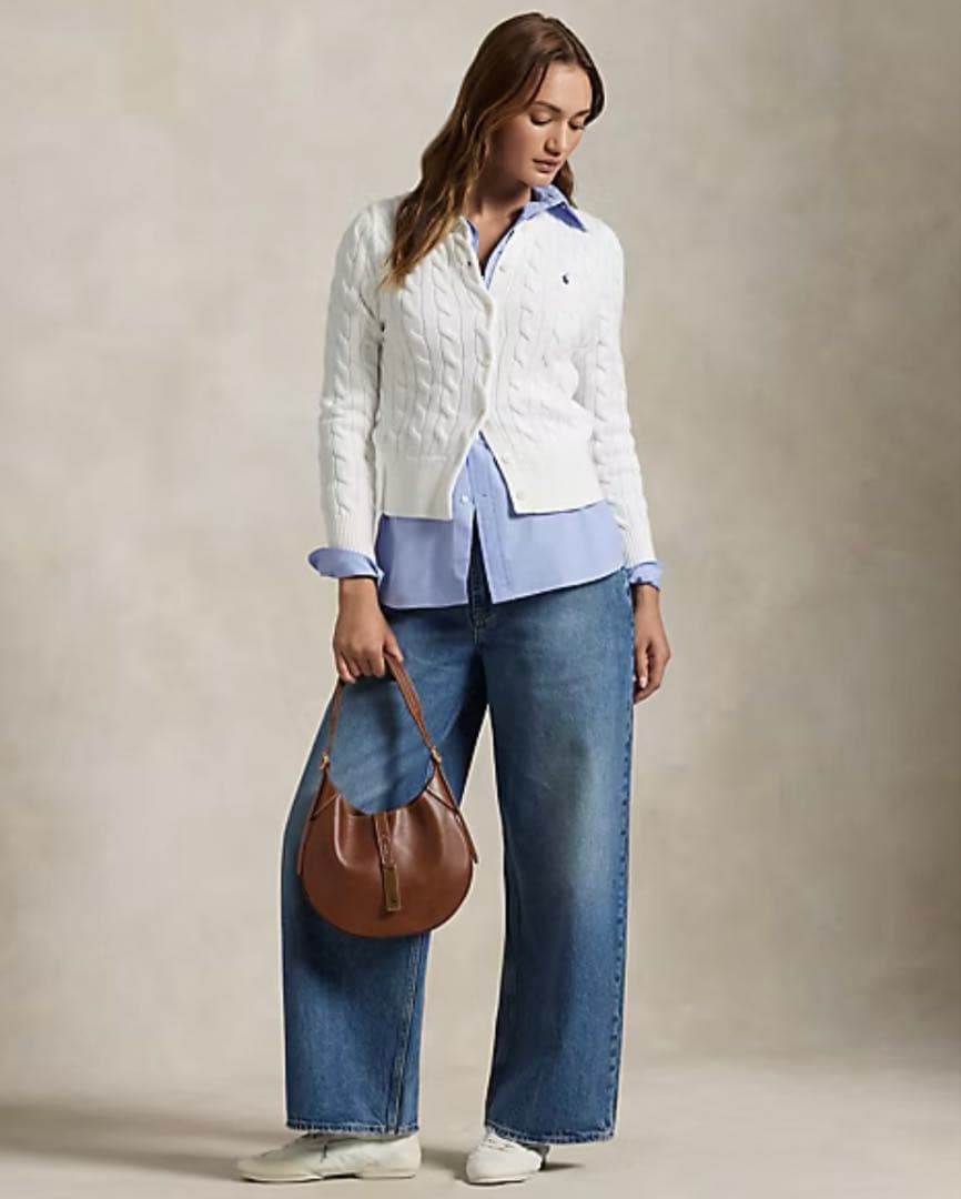 美品✨　ポロラルフローレン　カーディガン　コットン　ケーブル　ニット　現行品　自