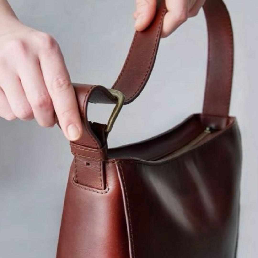 【美品】マザーハウス 牛革 ブライト ワンショルダー 茶