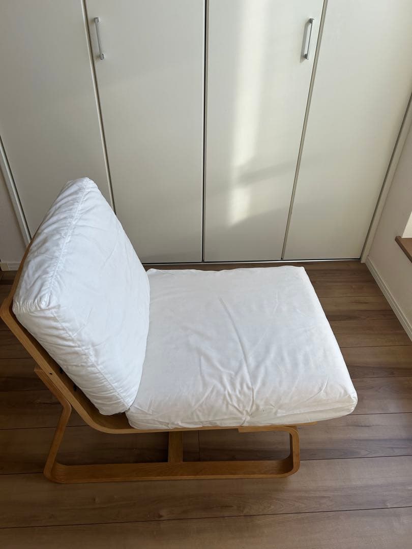 ホワイト 1人掛けソファ 木製フレーム